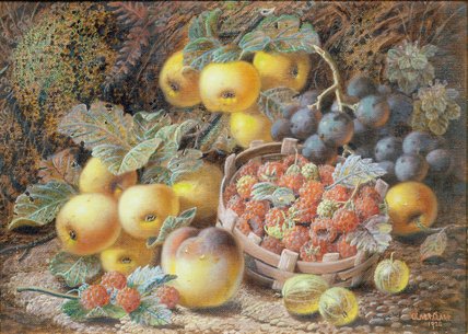 Still Life Of Apples, Grapes, Raspberries — Oliver Clare