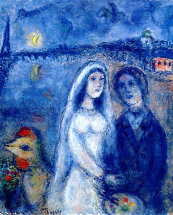 エッフェル塔を背景にした新婚夫婦 — マルク・シャガール