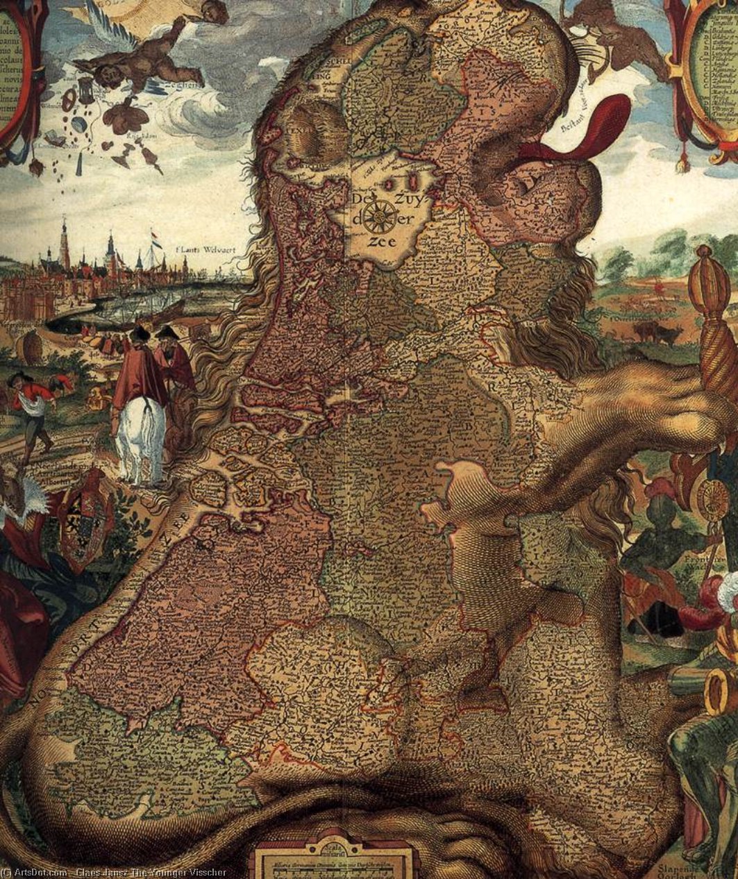 Lion Map (leo Belgicus) (detail) — Claes Jansz The Younger Visscher
