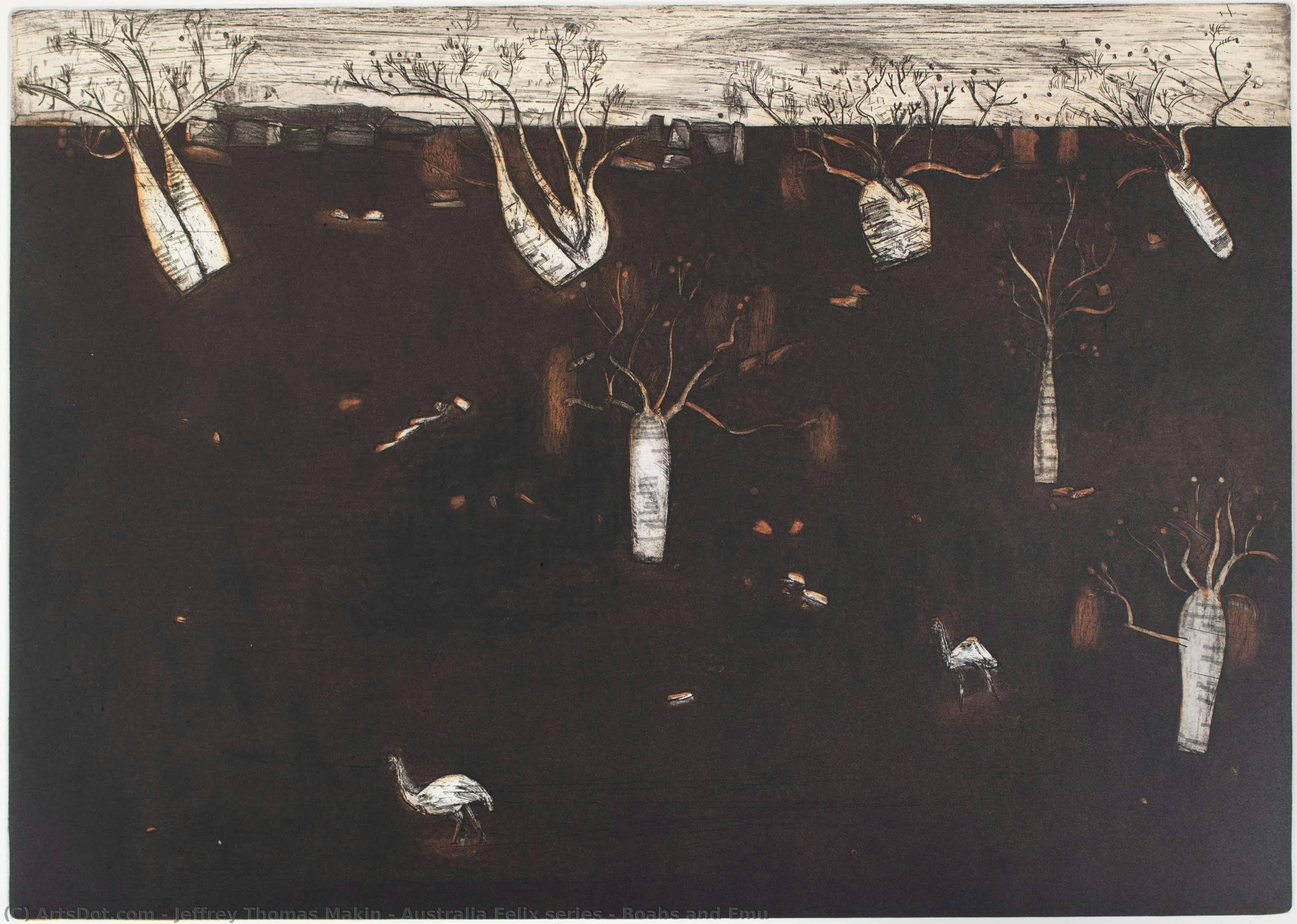 Australia Felix Series − Boabs And Emu — Džefri Tomas Makin