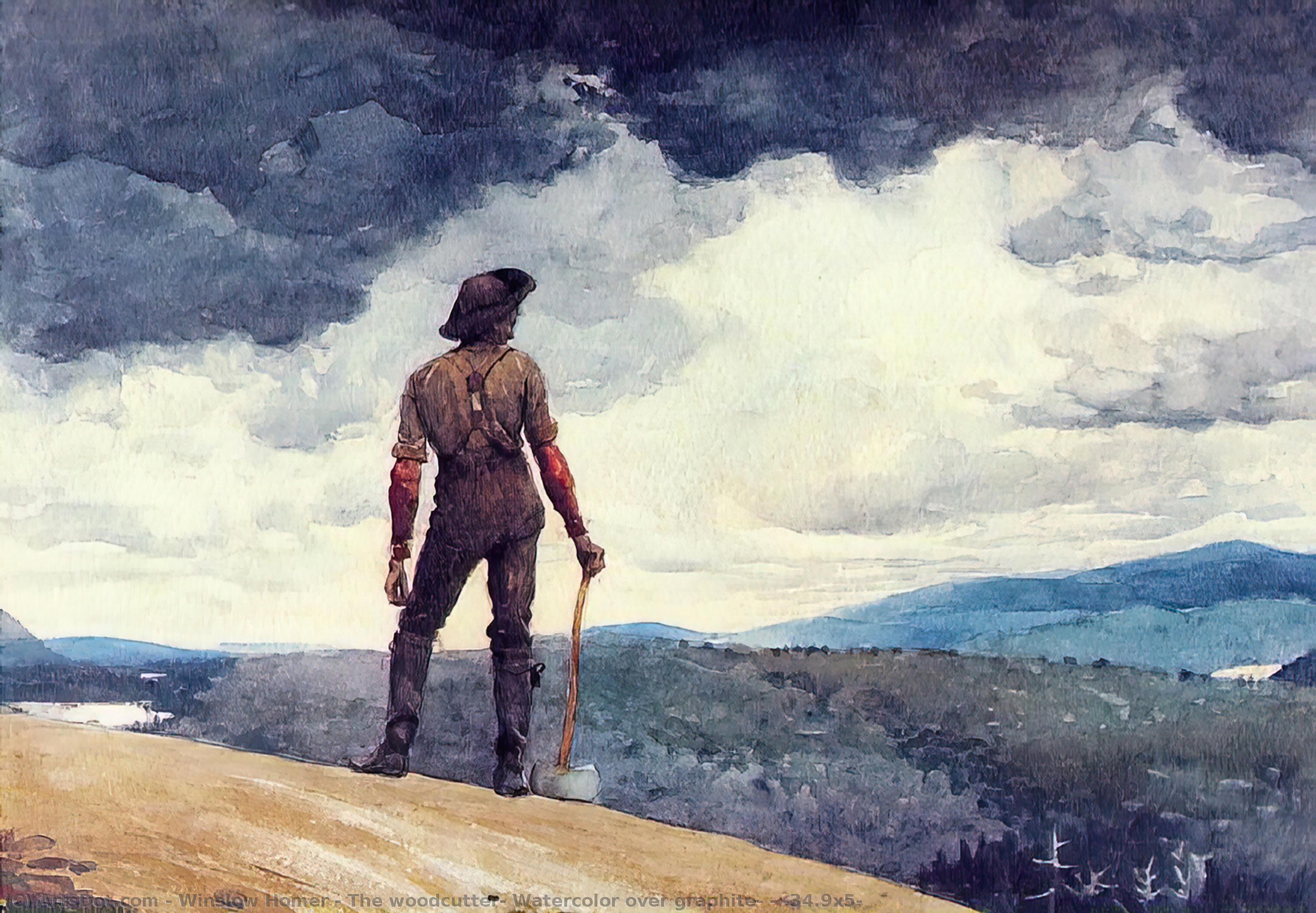 The Woodcutter, Watercolor Over Graphite, - (34.9x5) — Winslow Homer