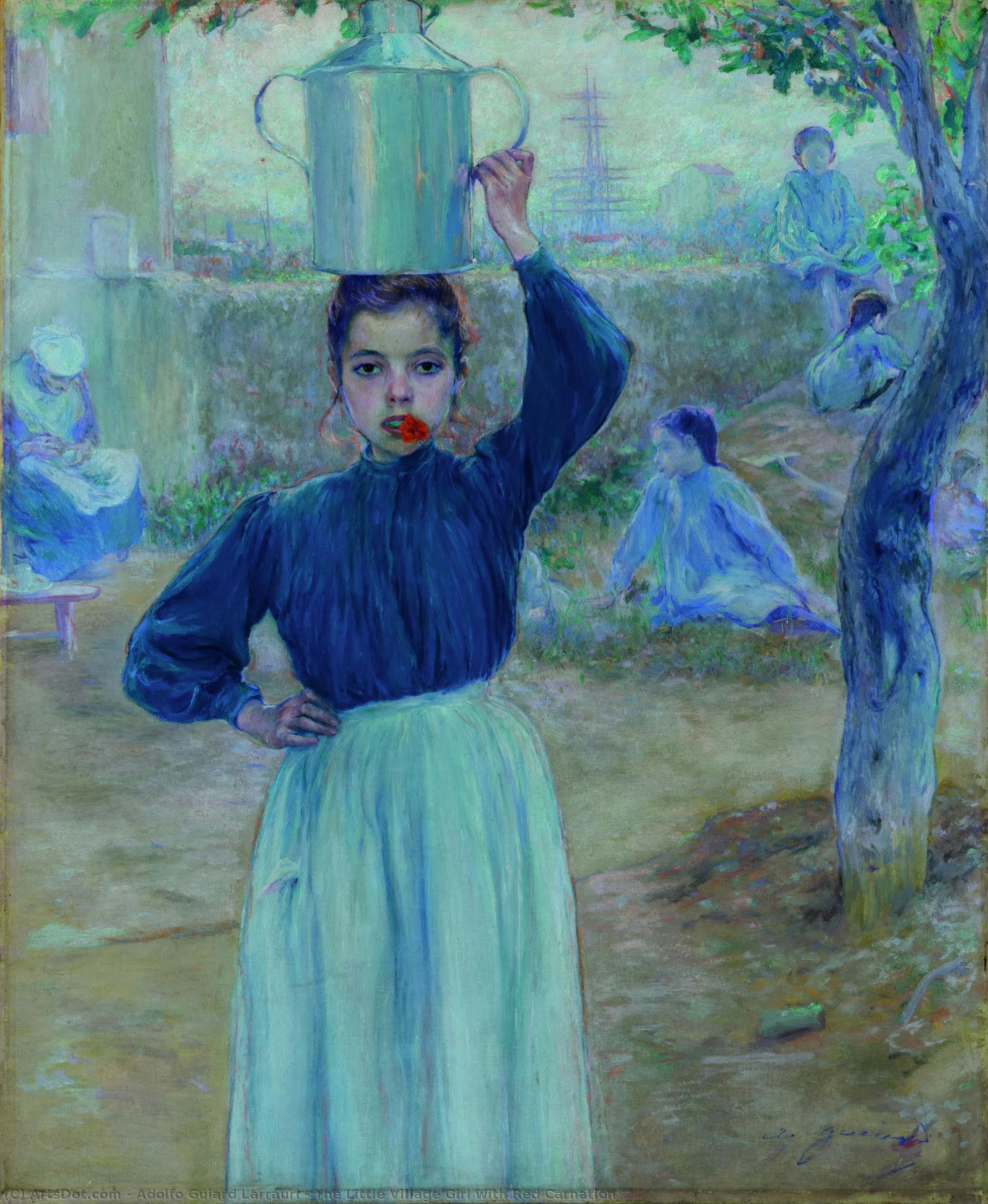 The Little Village Girl With Red Carnation — Adolfo Guiard Larrauri