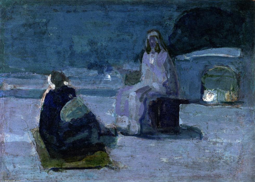 Study For Christ And Nicodemus On A Rooftop — Henry Ossawa Tanner