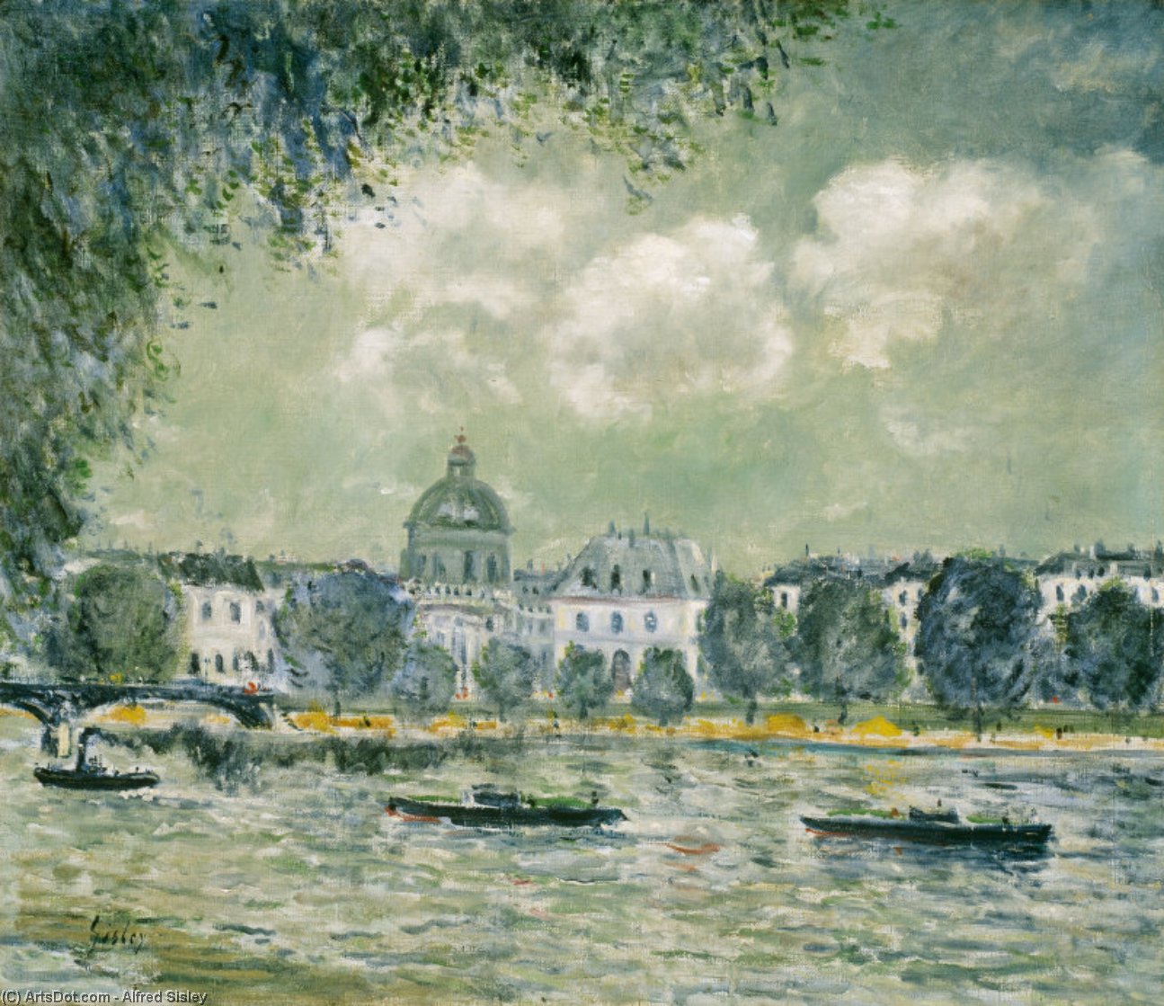 Die Seine Mit Dem Institut Von Frankreich — Alfred Sisley