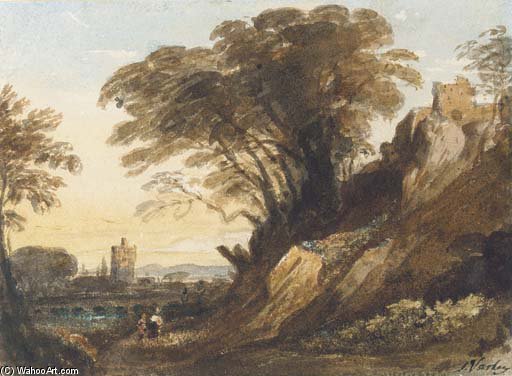 A Landscape With A River And A Castle On A Cliff — John Varley I (the Older)