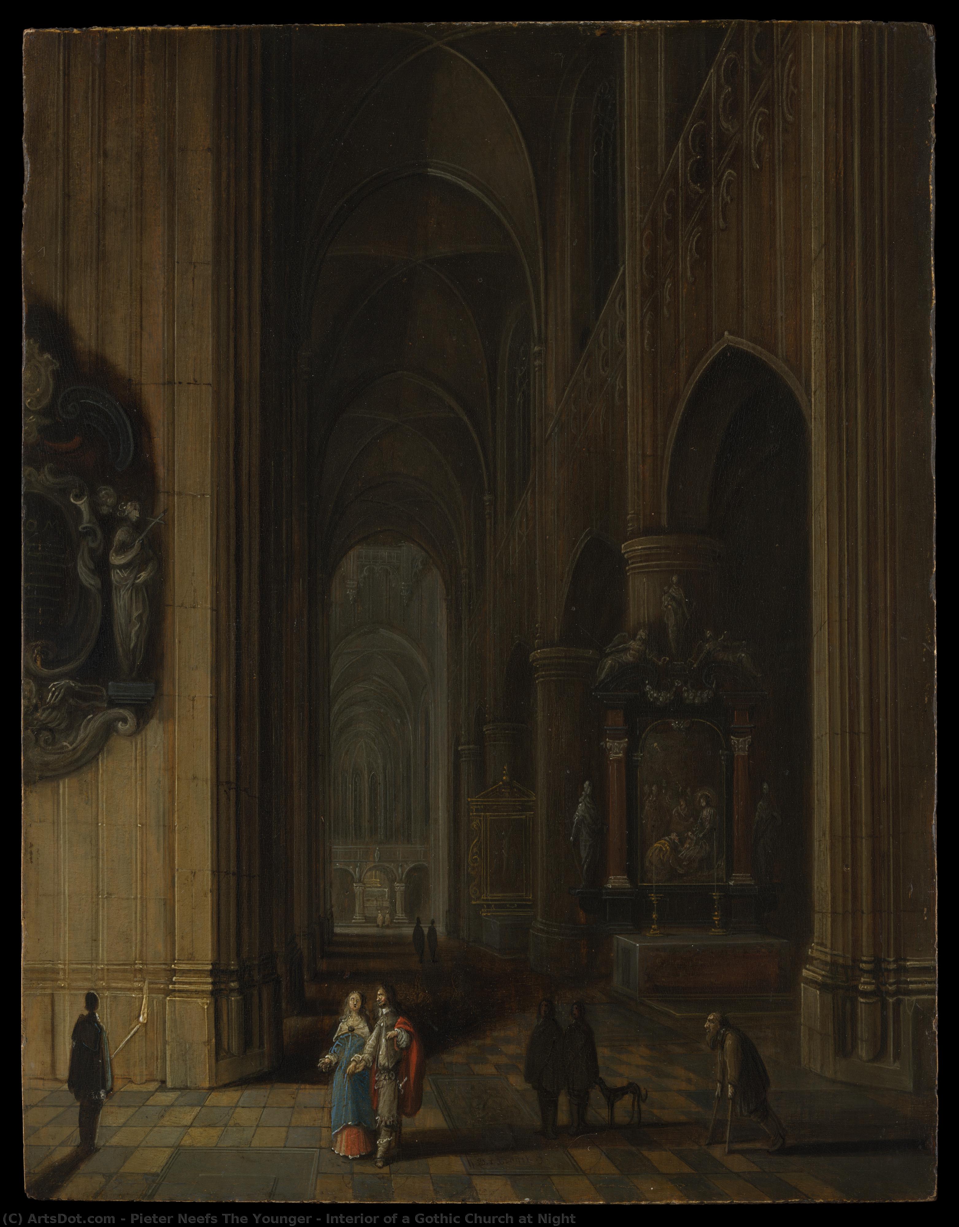 Interior Of A Gothic Church At Night — Peeter Neeffs Der Jüngere