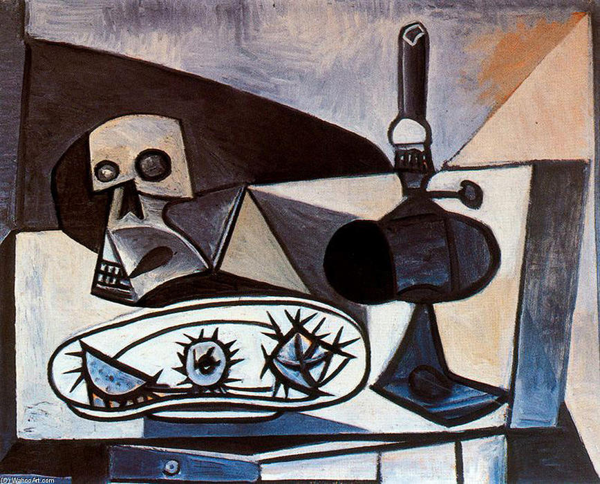 Cráneo, Erizos Y Lámpara Sobre Una Mesa — Pablo Picasso