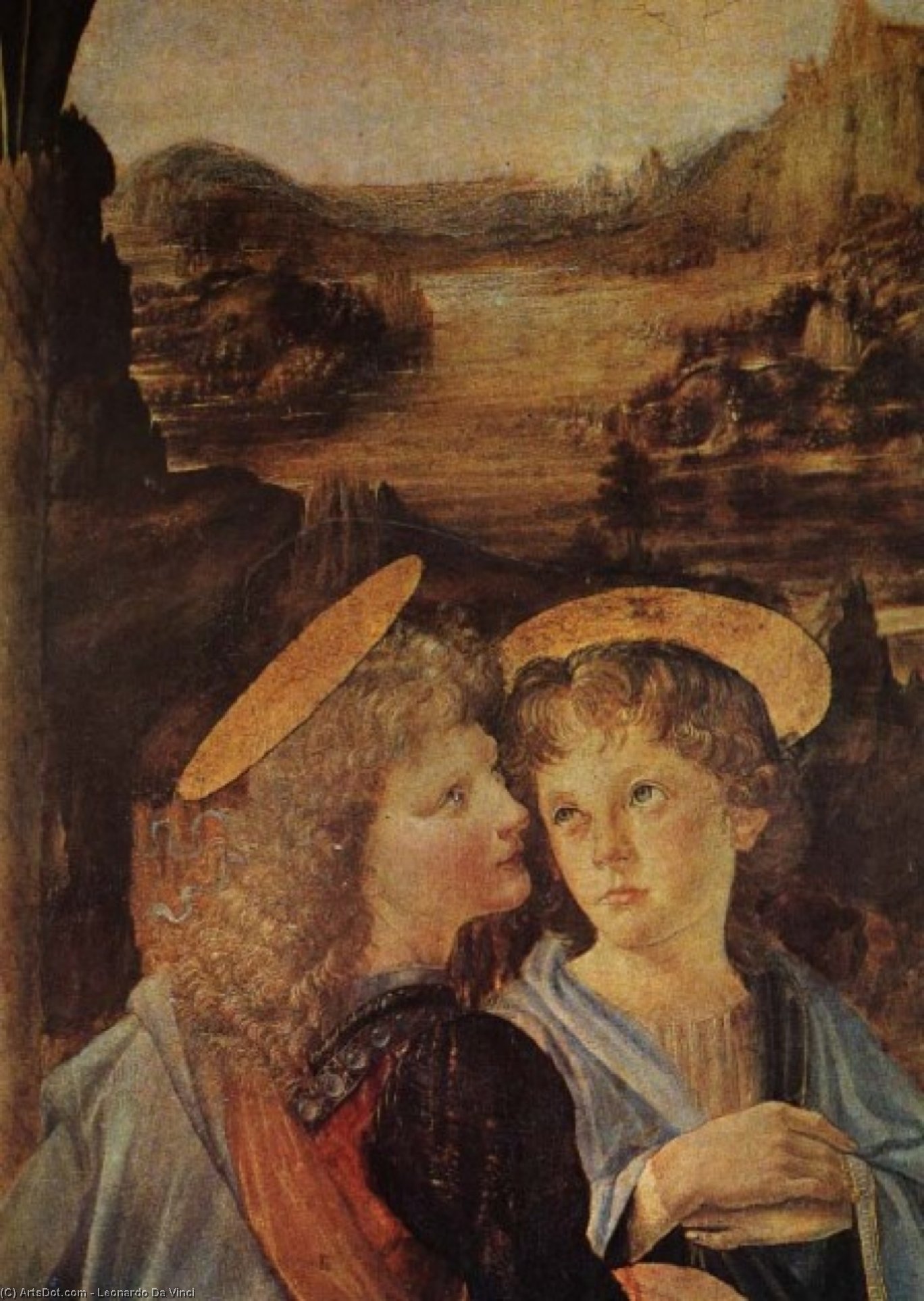 Ángeles Y Paisaje Del Bautismo De Cristo — Leonardo Da Vinci