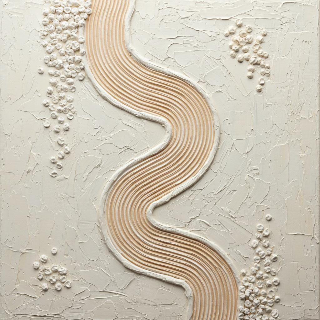Ätherische Wellen In Sandfarbenem Creme: Eine Monochrome Studie Skulpturaler Gelassenheit — David Moreau