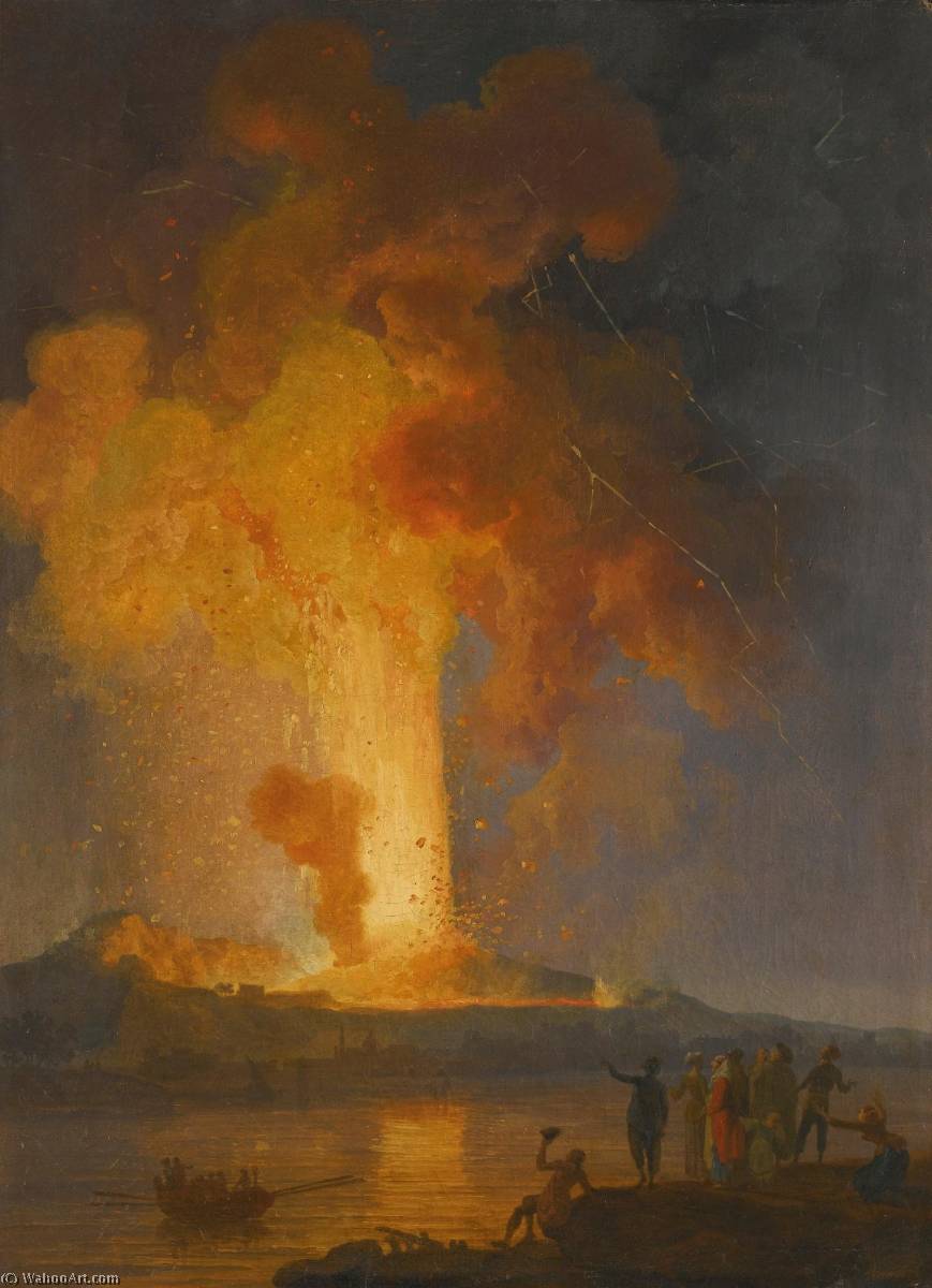 Vesuvius Erupting At Night With Spectators In The Foreground — Pierre Jacques Volaire