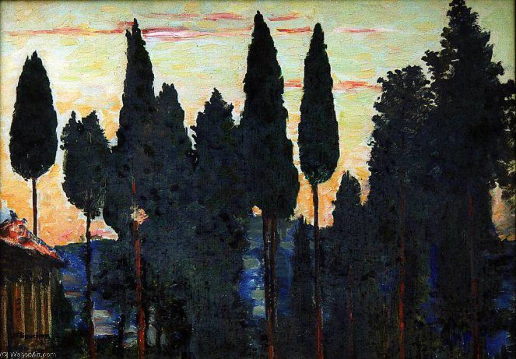 Un Soir Devant Les Cyprès De Fiesole (titre Inscrit) — Joseph-félix Bouchor
