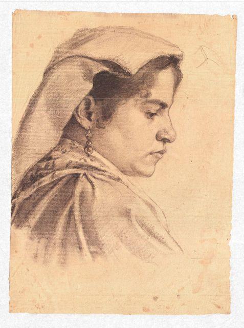 Portrait Of An Unknown Woman Wearing A Scarf 1 — Theodore Clement Steele