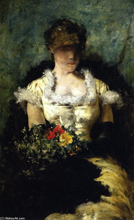 Woman Holding A Bouquet Of Flowers — Вилијам Мерит Чејс