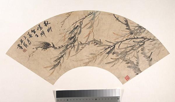 清 吳熙載 蟬柳 扇面 Cicada — Wu Xizai