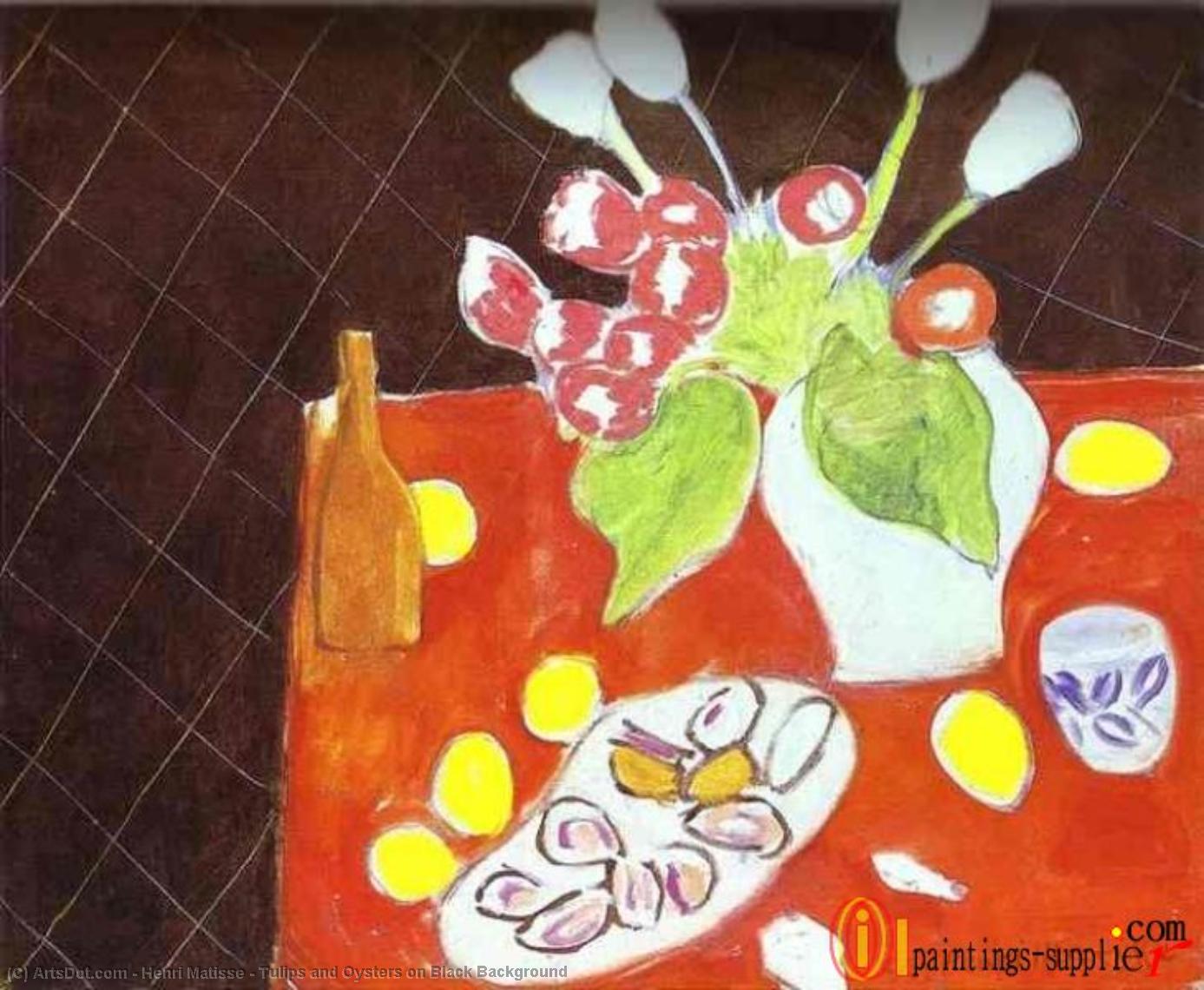 Tulips And Oysters On Black Background — Henri Matisse