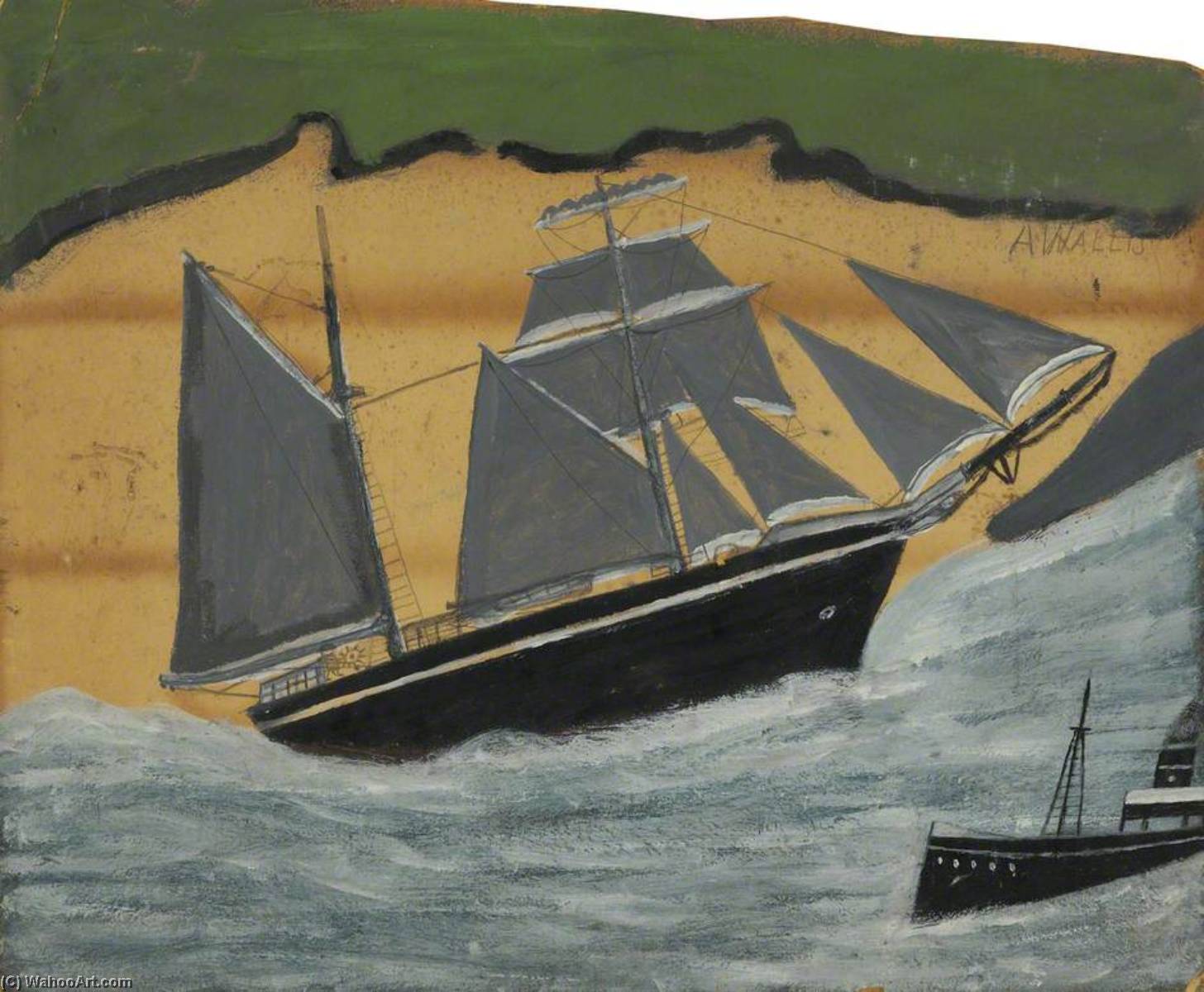Sailing Ship Against A Sandy Beach — Альфред Уоллис