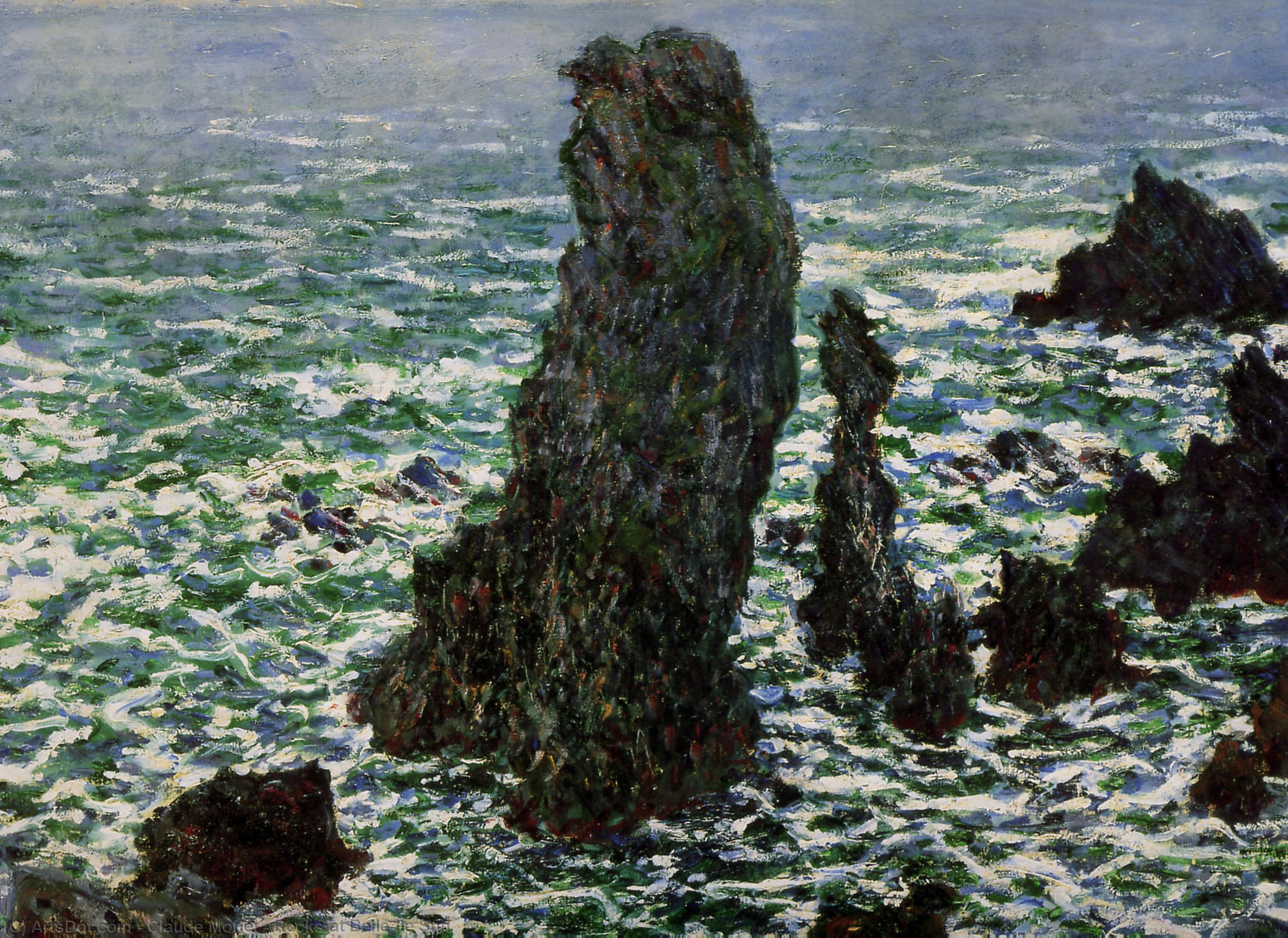 Rocks At Belle-ile Sun — Клод Моне