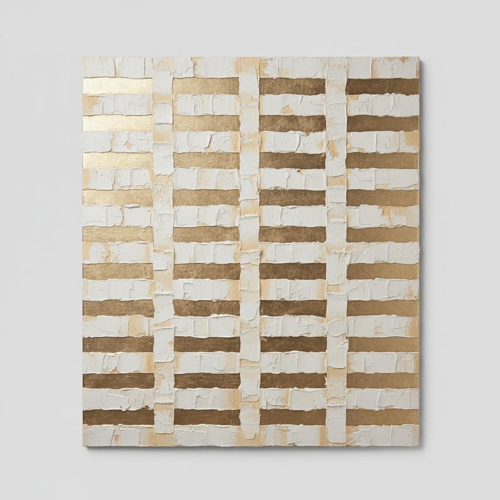 Gilded Monolith: A Meditative Study In Textured Gold And Ivory Relief — David Moreau