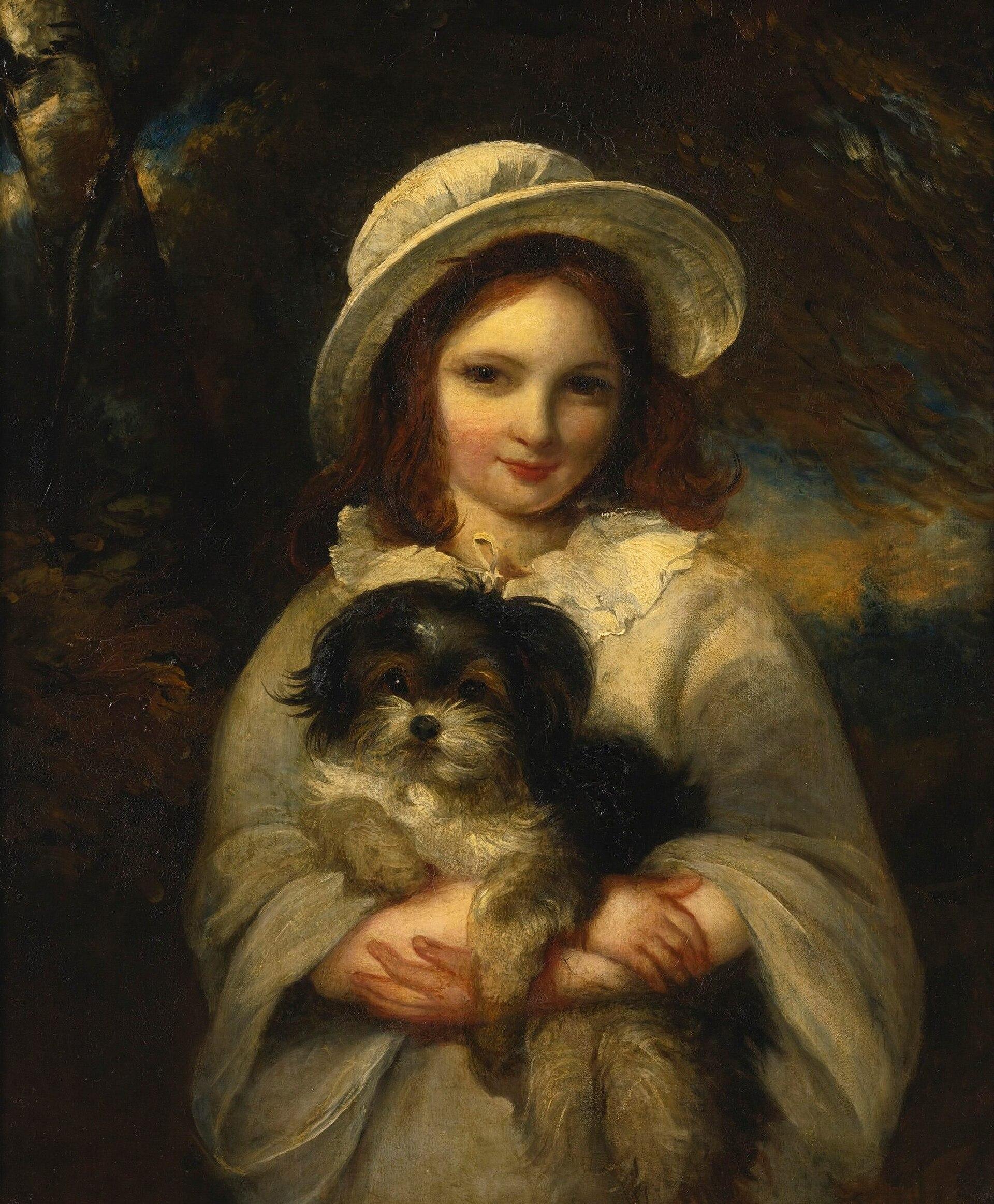 Portrait Of A Girl With A Dog — Frederick Yeates Hurlstone