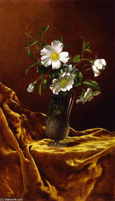 Cherokee Roses In A Glass Vase — Martin Johnson Heade
