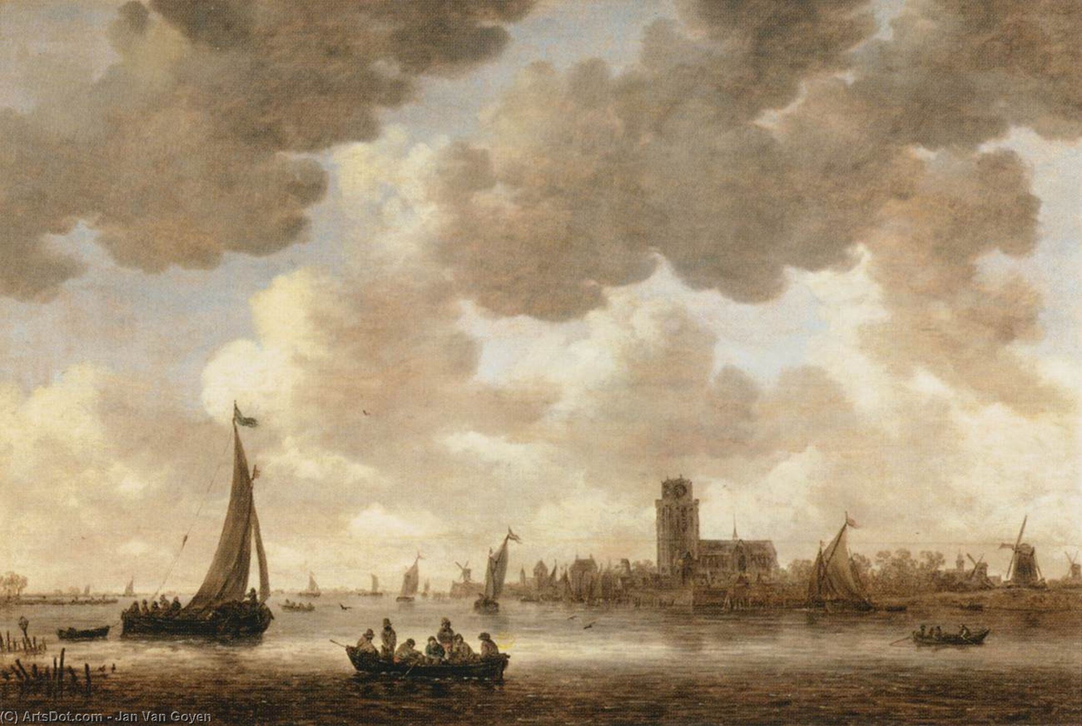 The Meuse At Dordrecht With The Groote Kerk — Jan Van Goyen