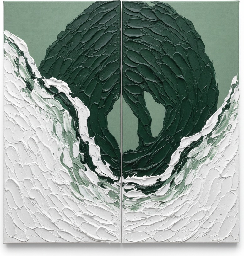 Monolithic Verdant Shadows Amidst The Turbulent Crests Of An Eternal White Tide — David Moreau