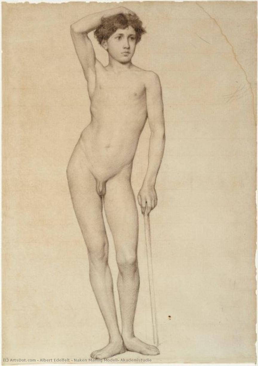 Naken Manlig Modell, Akademistudie — Albert Edelfelt