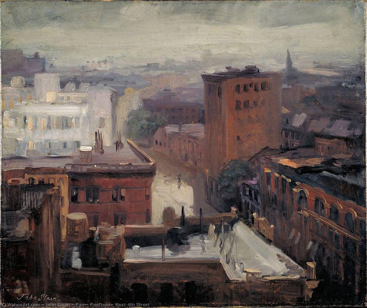 Rain, Rooftops, West 4th Street — John French Sloan