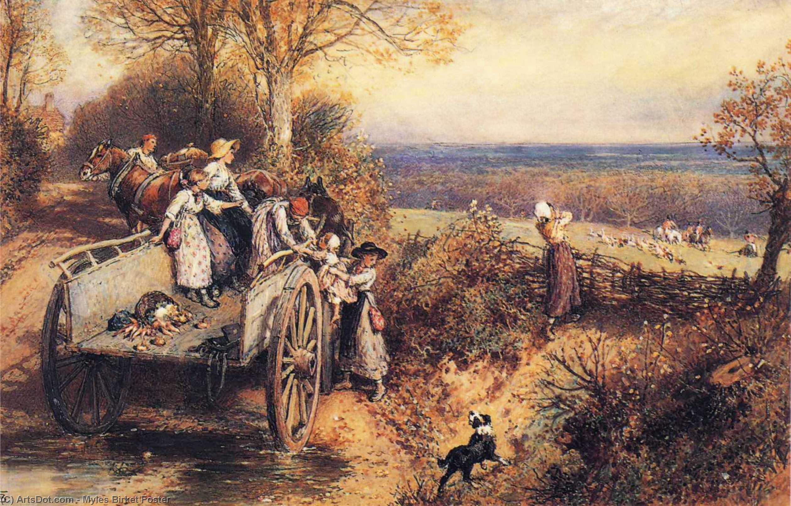 A Peep At The Hounds, Here They Come! — Myles Birket Foster