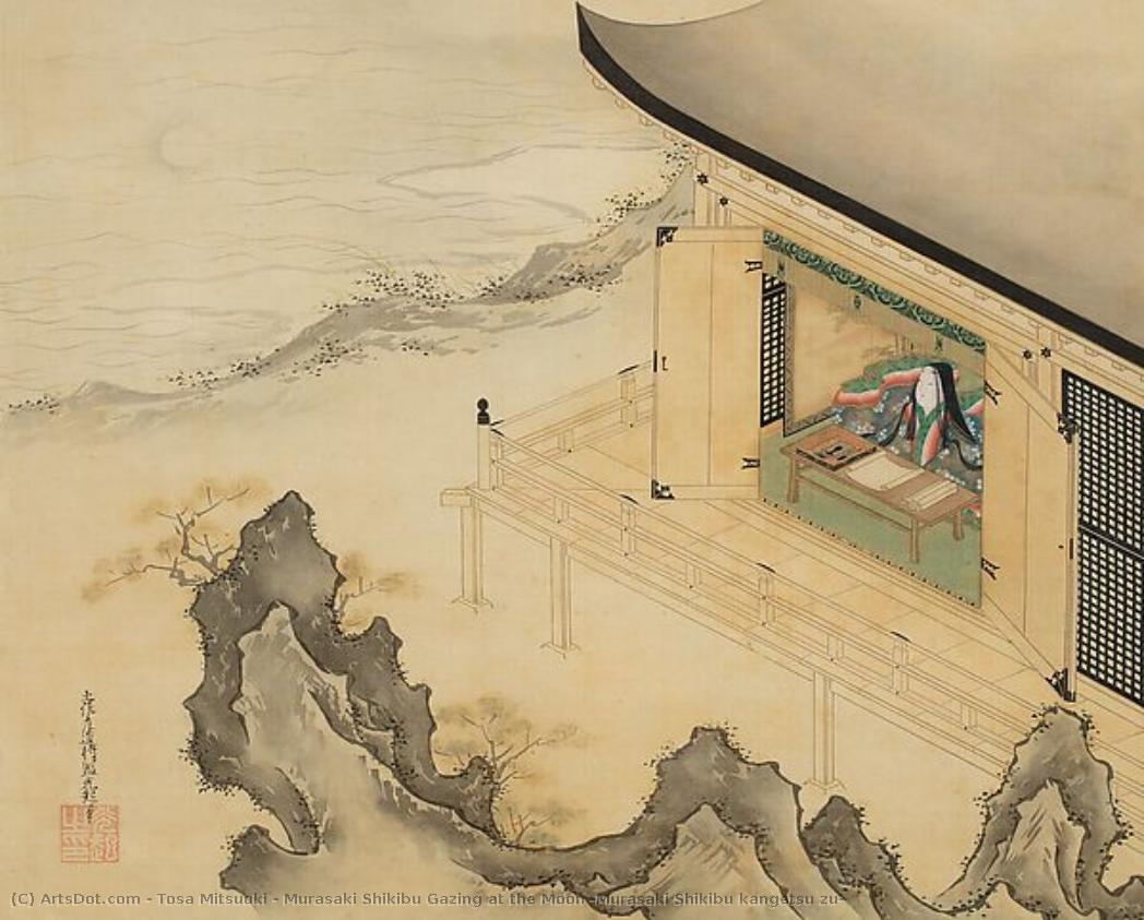 Murasaki Shikibu Gazing At The Moon (murasaki Shikibu Kangetsu Zu) — Tosa Mitsuoki