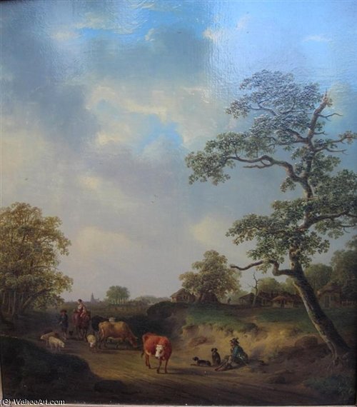 Drovers And Animals On A Country Track — Andries Vermeulen