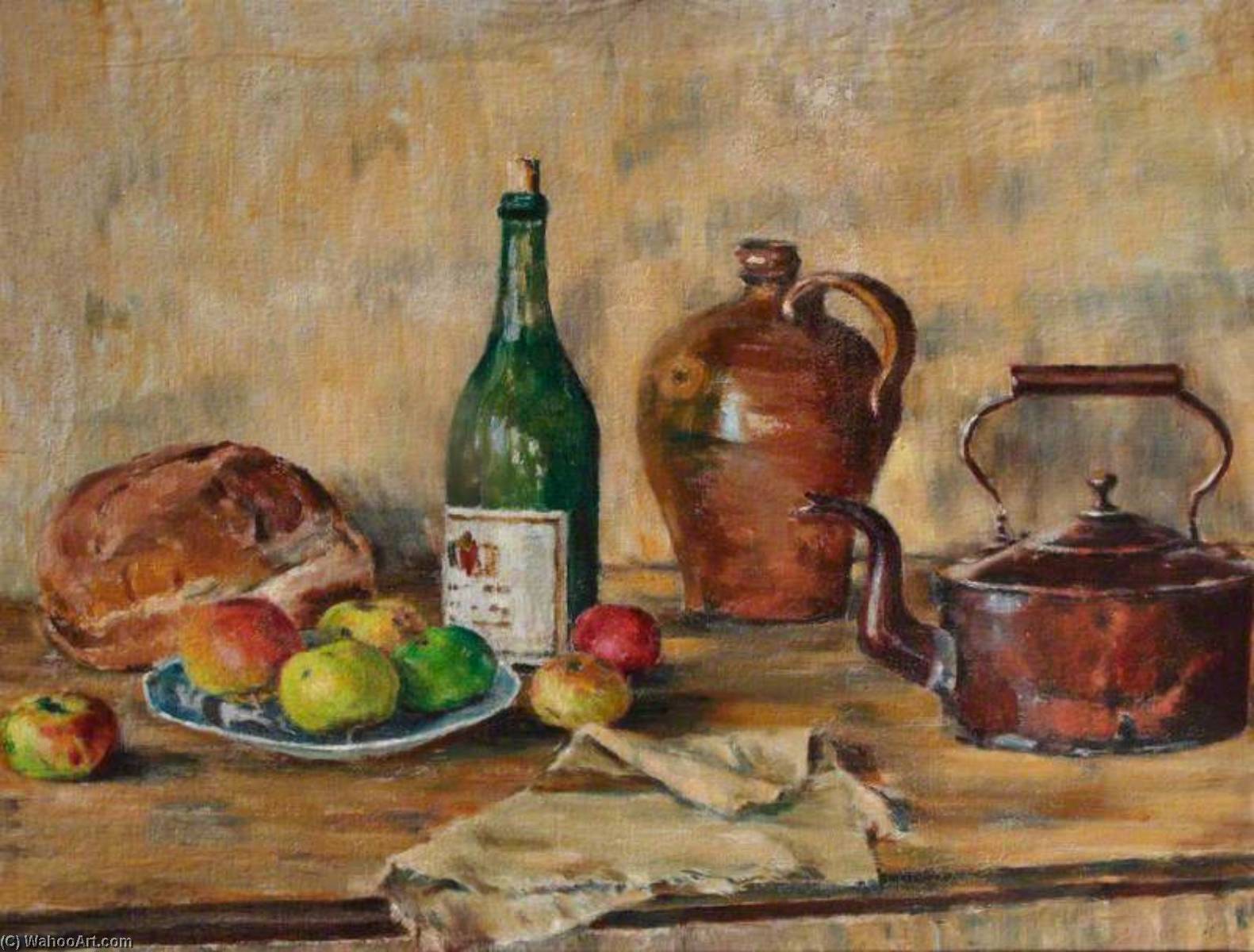 Still Life Of Vessels, Bread And Apples, On A Table — Alan Francis Clutton Brock