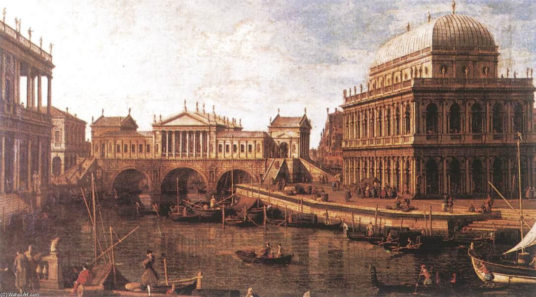 Capriccio: A Palladian Design For The Rialto Bridge, With Buildings At Vicenza — Canaletto