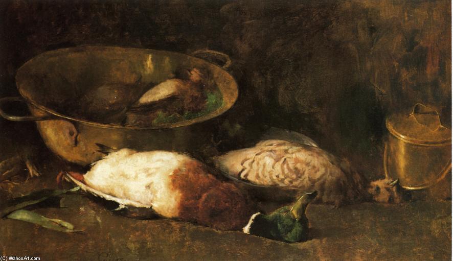 Still Life With Mallards And Copper Pots — Soren Emil Carlsen