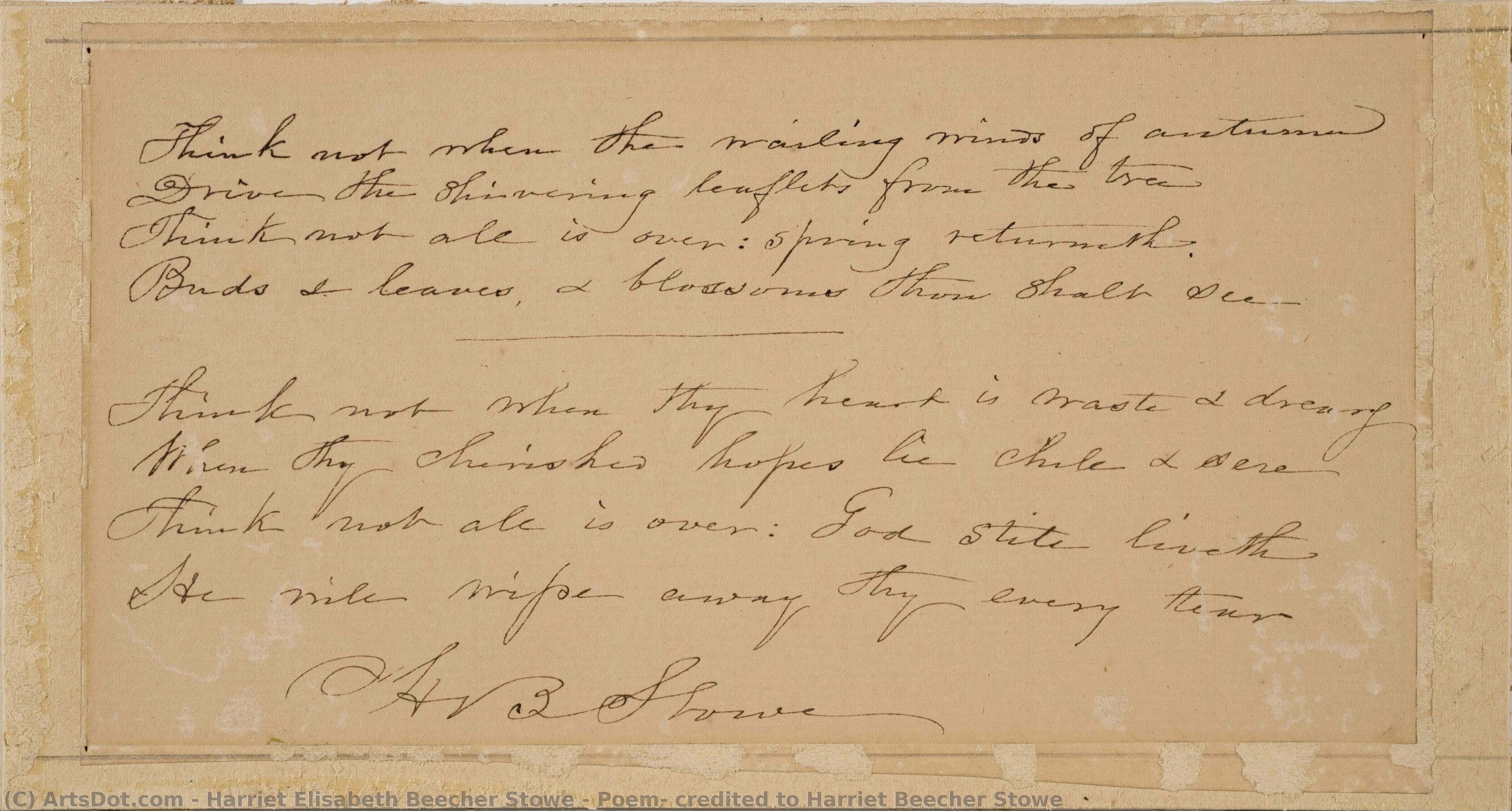 Poem, Credited To Harriet Beecher Stowe — Harriet Elisabeth Beecher Stowe