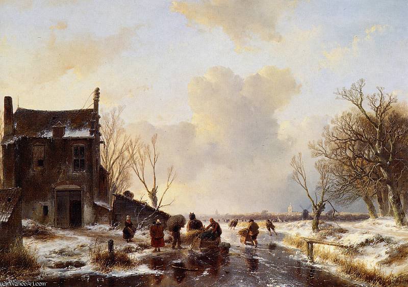 Winter Landscape Sun — Andreas Schelfhout