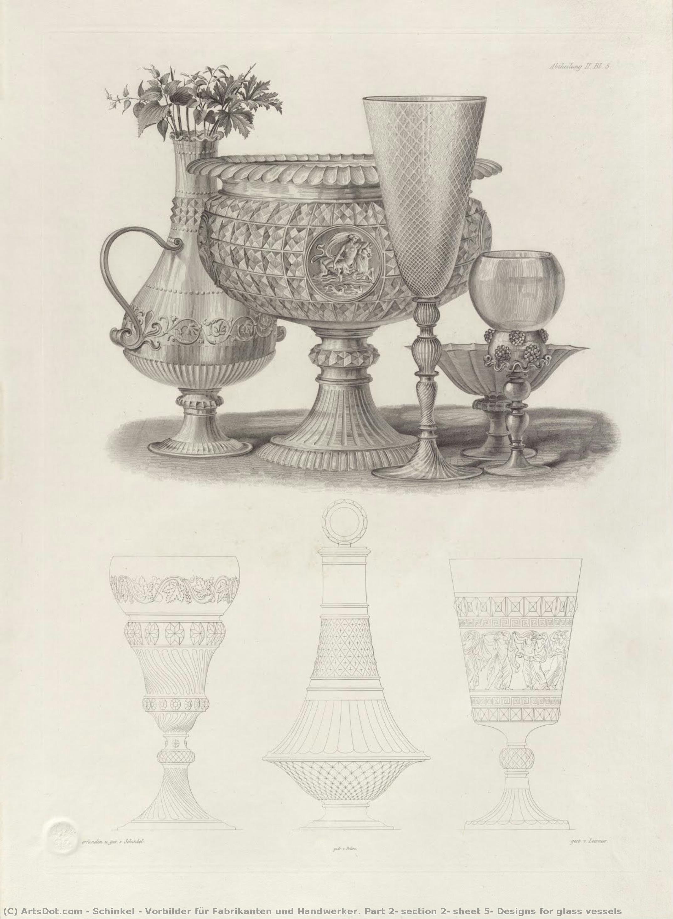 Vorbilder Für Fabrikanten Und Handwerker. Part 2, Section 2, Sheet 5: Designs For Glass Vessels — Karl Friedrich Schinkel