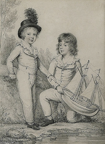 Double Portrait Of Frederick Seymour And Sir Horace Seymour — Henry Edridge