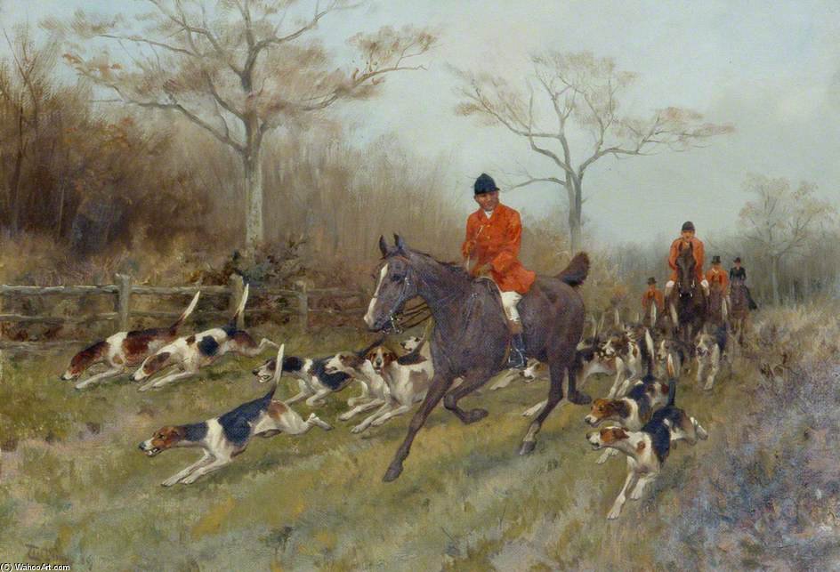 Huntsmen And Hounds In A Wooded Landscape — Thomas Blinks