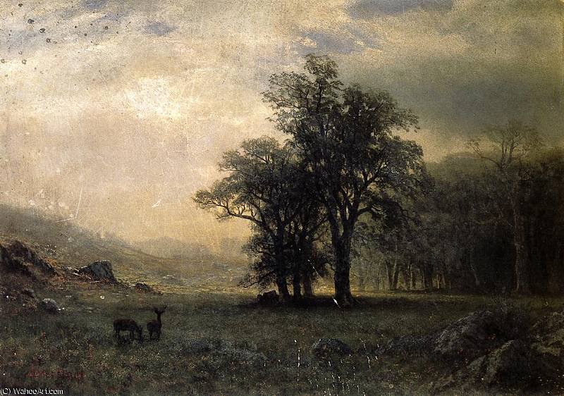 Deer In A Landscape — Алберт Бирштадт