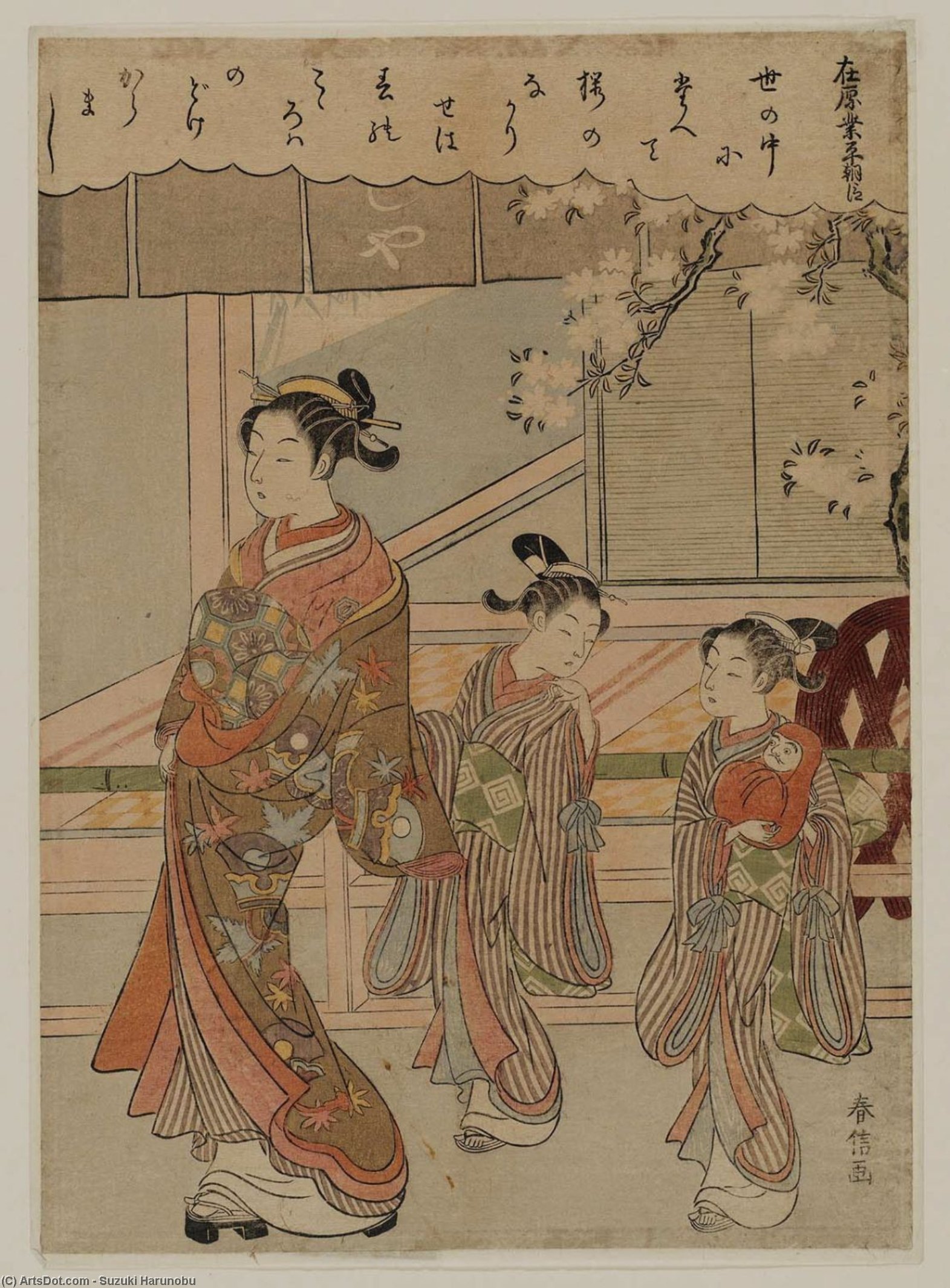 Poem By Ariwara Narihira Ason — Suzuki Harunobu