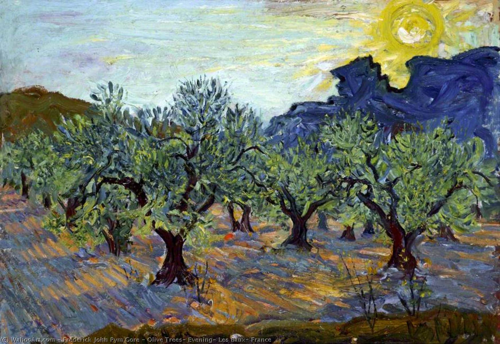 Olive Trees, Evening, Les Baux, France — Frederick John Pym Gore