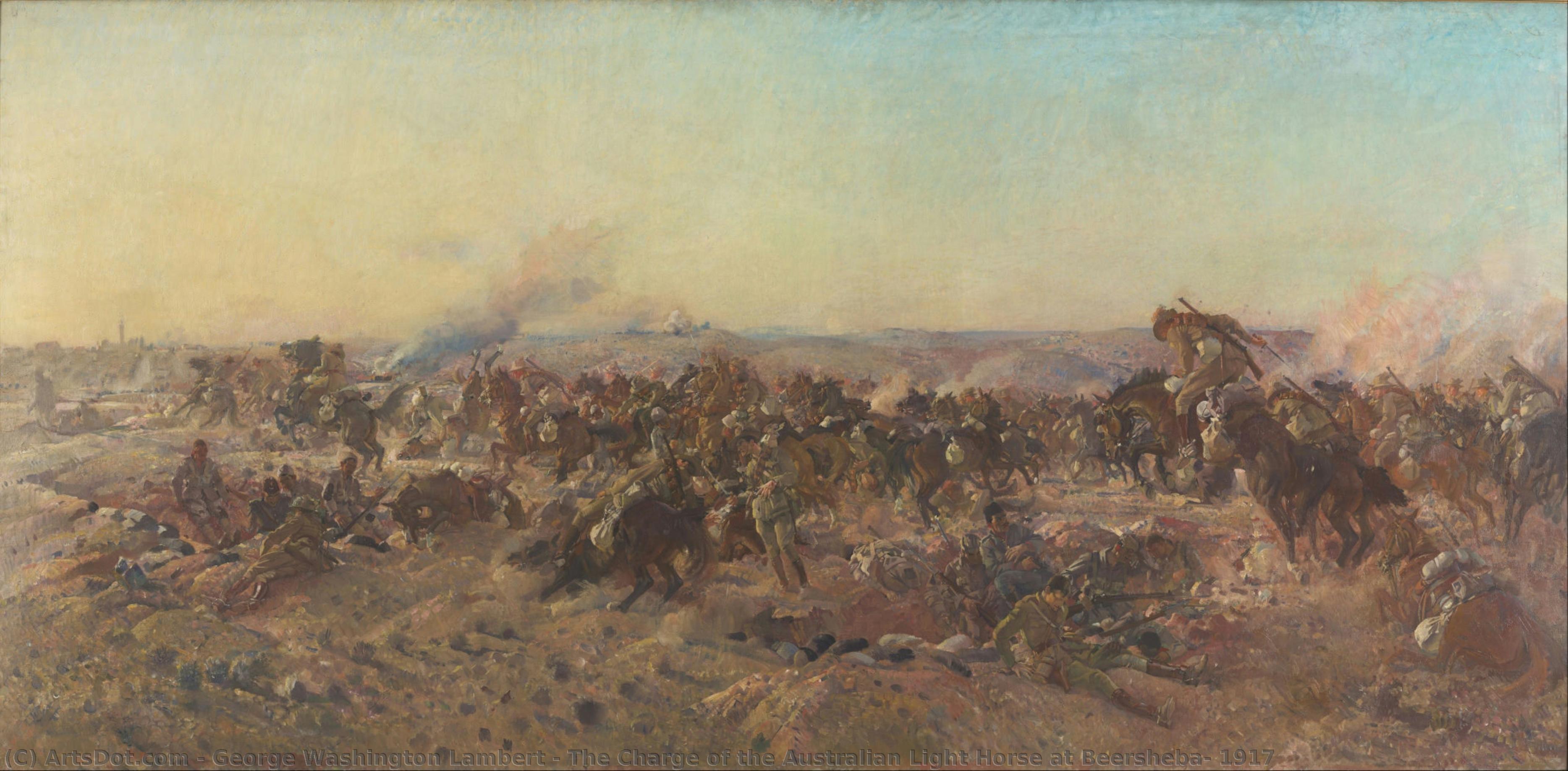 La Carga De La Caballería Ligera Australiana En Beersheba, 1917 — George Washington Thomas Lambert