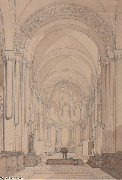 East End Of The Abbey Church Of Saint Georges De Bocherville, Near Rouen, Normandy — John Sell Cotman