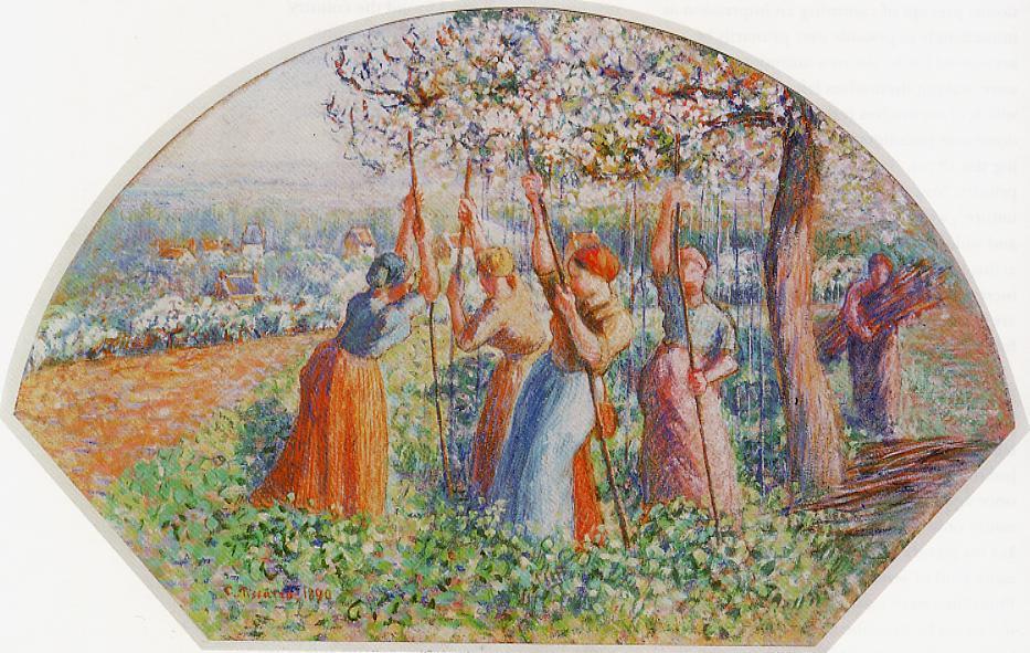 Peasants Planting Pea Sticks (also Known As Peasants Planting In The Field) — Camille Pissarro