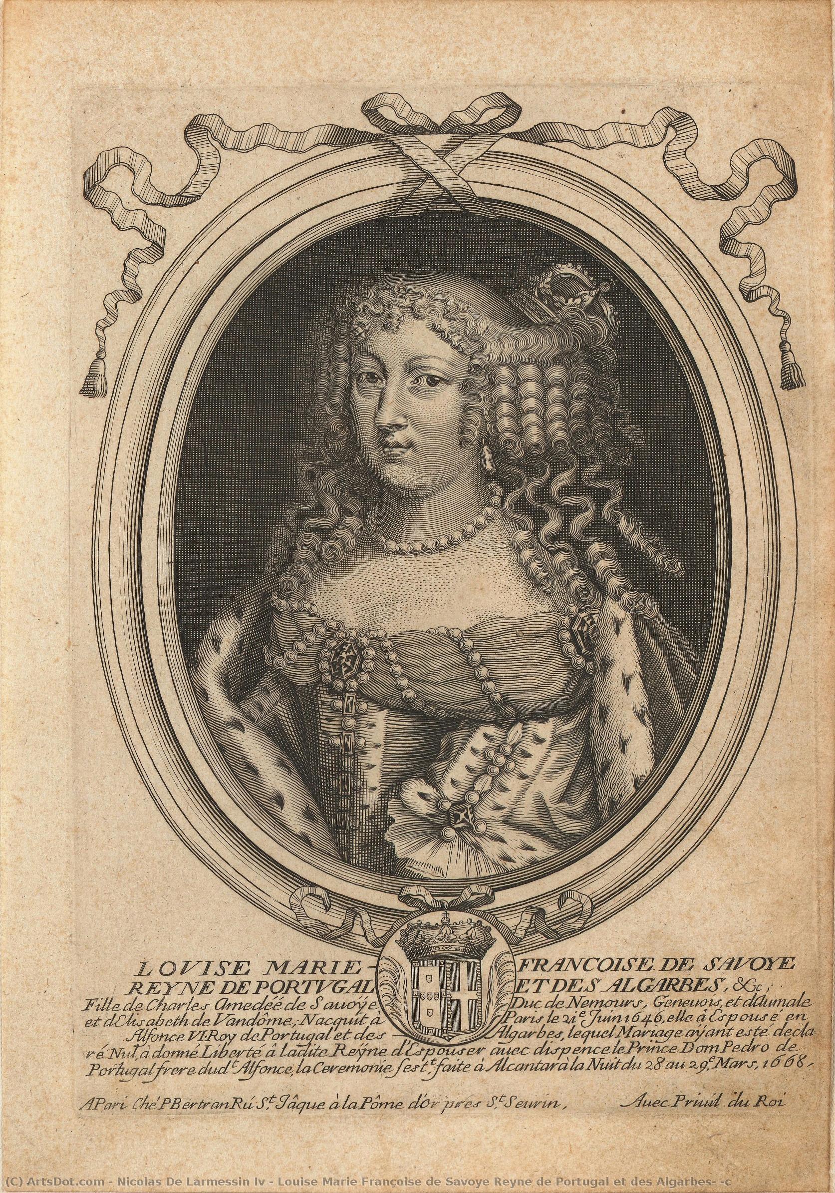 Louise Marie Françoise De Savoye Reyne De Portugal Et Des Algarbes, &c — Nicolas De Larmessin Iv