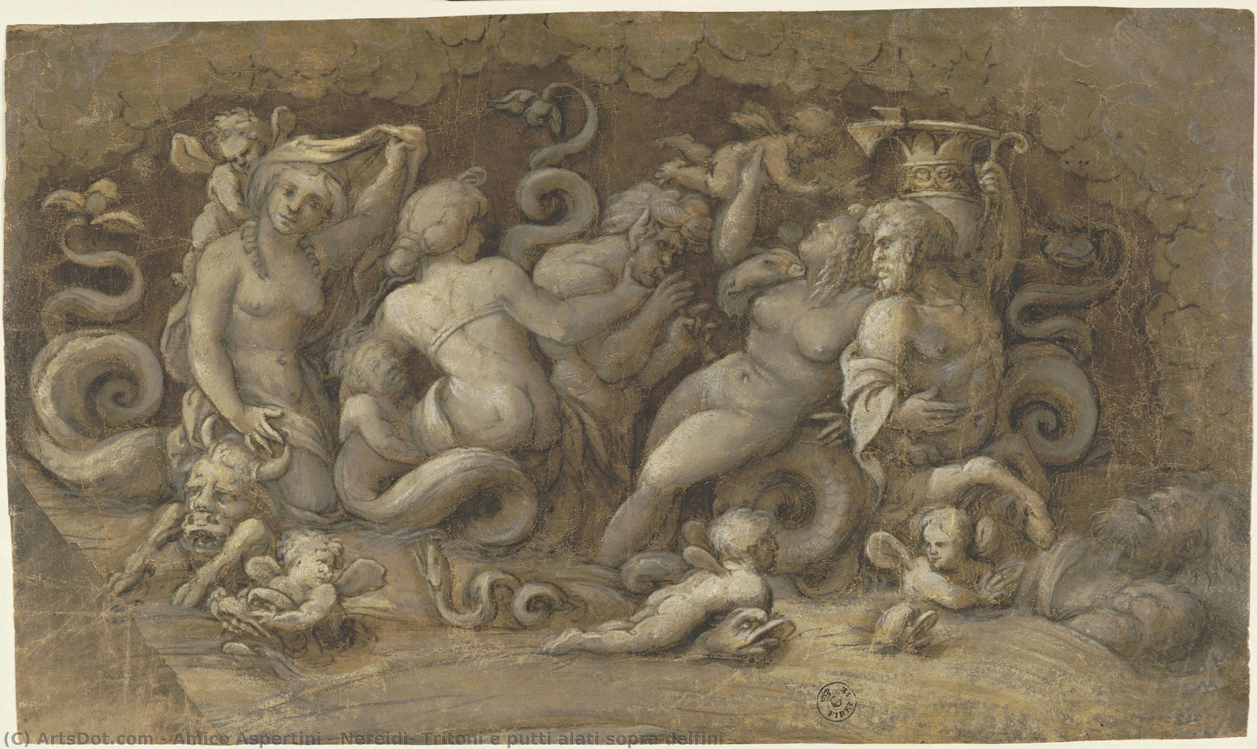 Nereidi, Tritoni E Putti Alati Sopra Delfini — アミコ・アスペルティーニ