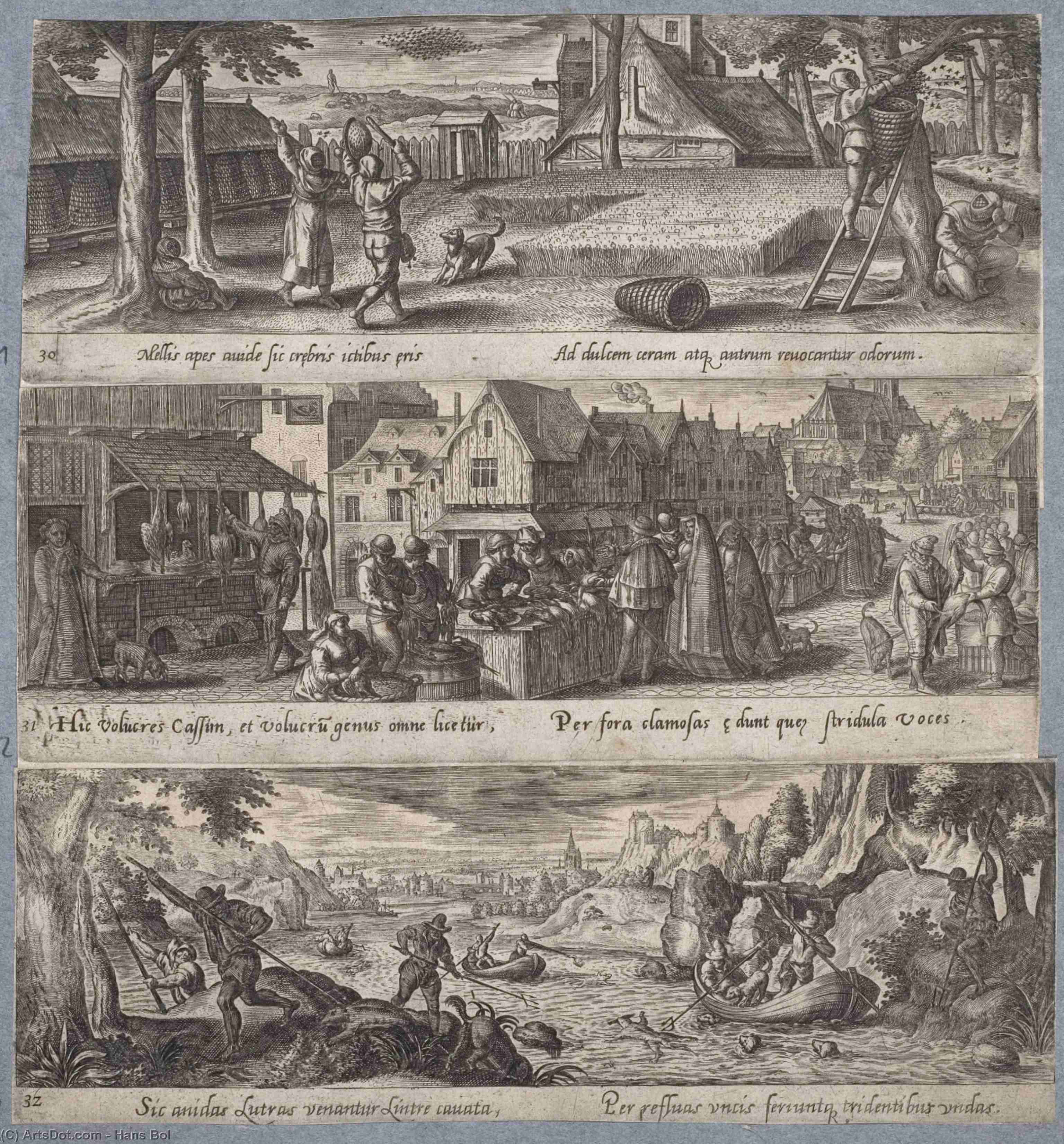 Hunting, Fishing, And Catching Birds And All Types — Hans Bol