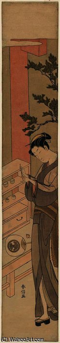 Osen Of The Kagiya Using A Hairpin To Remove The Pit Of A Ground-cherry — Suzuki Harunobu