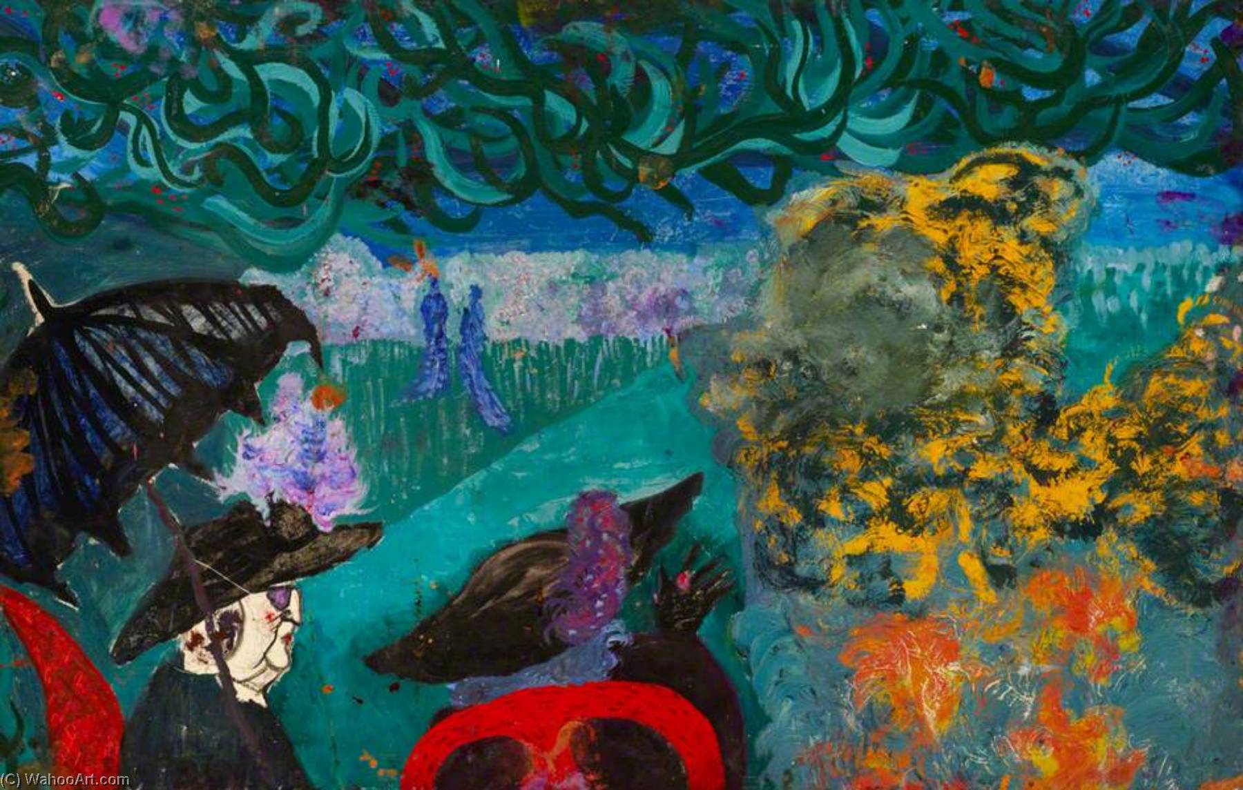Old Women In A Garden (verso) — Stanley Lench